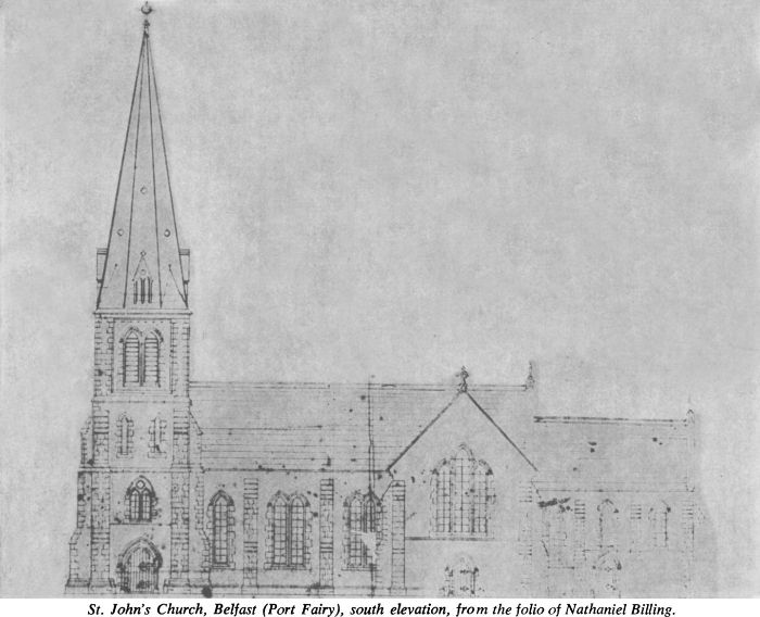 St John’s Church, Belfast (Port Fairy), south elevation, from the folio of Nathaniel Billing. [architectural drawing]