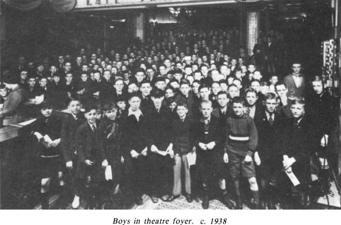 Boys in theatre foyer. c.1938 [photograph]