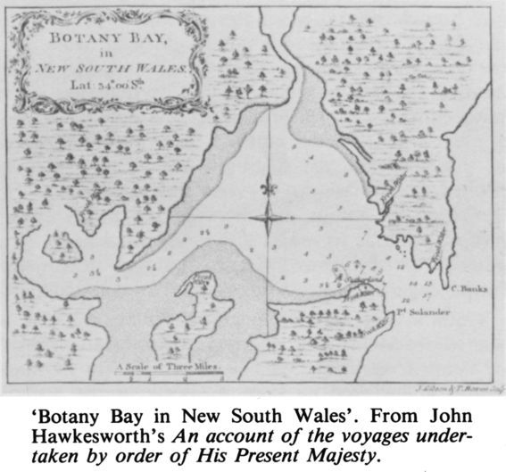 ‘Botany Bay in New South Wales’. From John Hawkesworth’s An account of the voyages undertaken by order of His Present Majesty. [map]