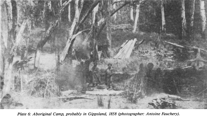 Plate 6: Aboriginal Camp, probably in Gippsland, 1858 (photographer: Antoine Fauchery). [photograph]