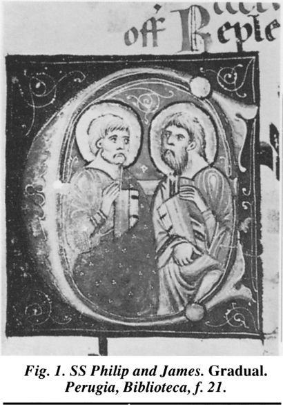 Fig.1. SS Philip and James. Gradual. Perugia, Biblioteca, f.21 [illumination]