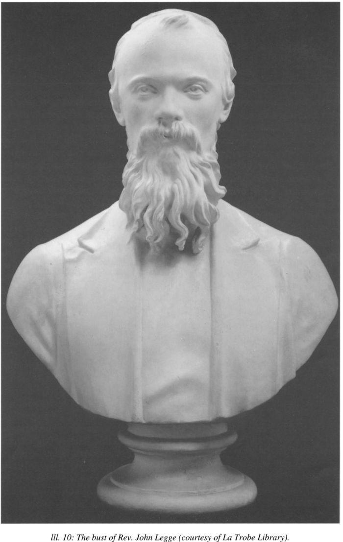 10. The bust of Rev. John Legge (courtesy of La Trobe Library). James Gilbert, sculptor 1854-1885. [sculpture]