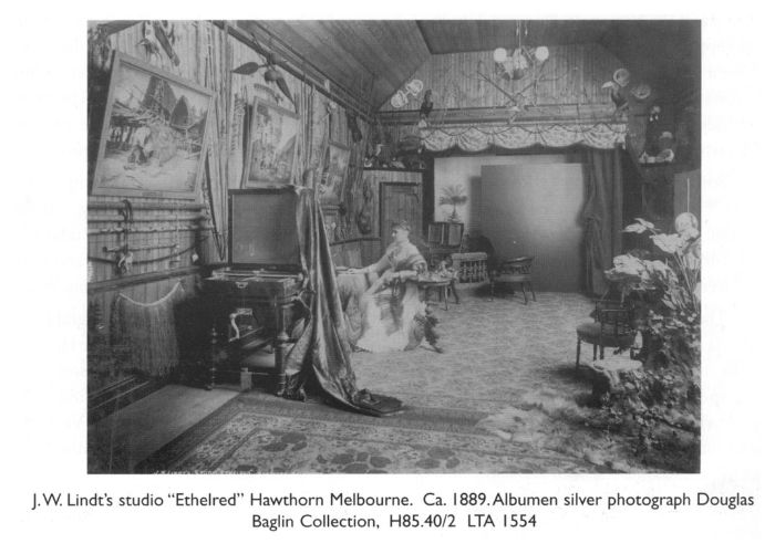 J.W. Lindt's studio “Ethelred” Hawthorn Melbourne. Ca. 1889. Albumen silver photograph Douglas Baglin Collection, H85.40/2 LTA 1554