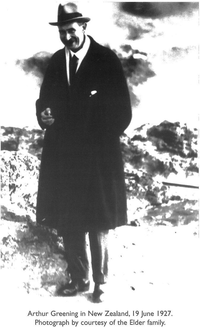Arthur Greening in New Zealand, 19 June 1927. Photograph by courtesy of the Elder family.