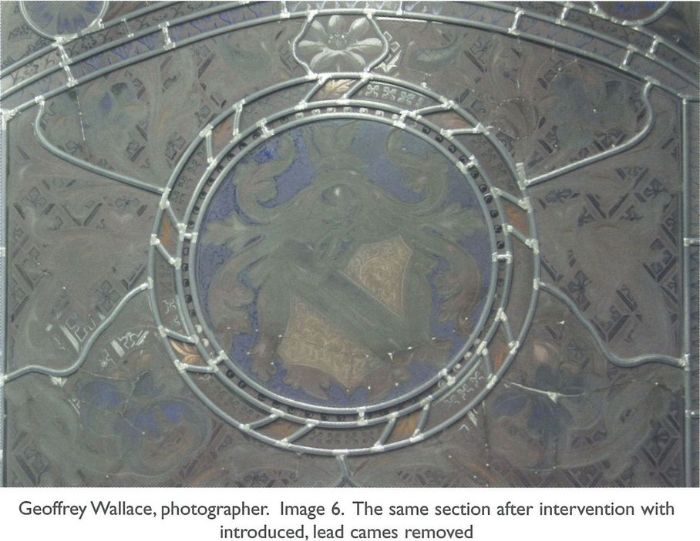 Geoffrey Wallace, photographer. Image 6. The same section after intervention with introduced, lead cames removed