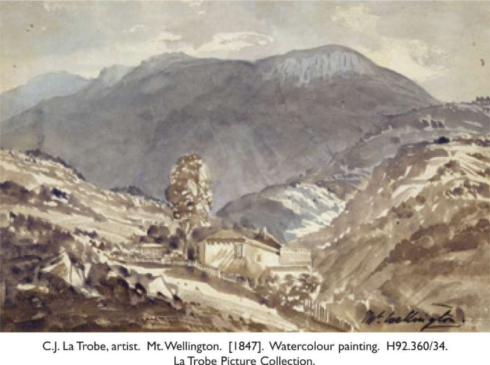 C.J. La Trobe, artist. Mt.Wellington. [1847]. Watercolour painting. H92.360/34. La Trobe Picture Collection. [watercolour]