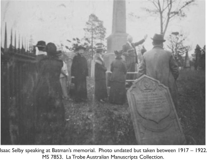Isaac Selby speaking at Batman’s memorial. Photo undated but taken between 1917 – 1922. MS 7853. La Trobe Australian Manuscripts Collection. [photograph]