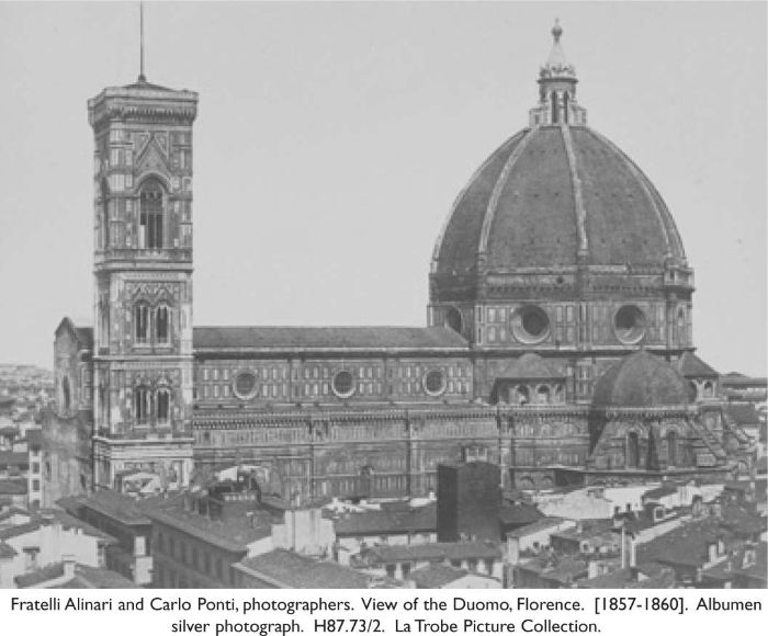 Fratelli Alinari and Carlo Ponti, photographers. View of the Duomo, Florence. [1857-1860]. Albumen silver photograph. H87.73/2. La Trobe Picture Collection. [photograph]