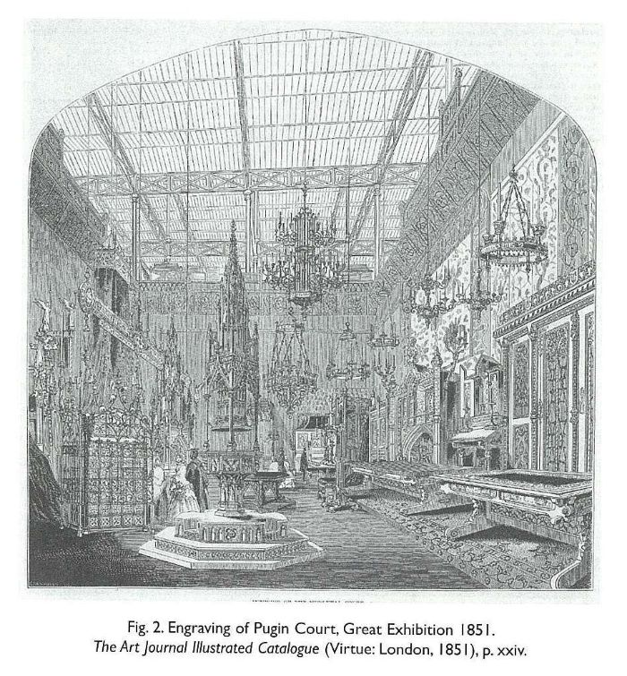 Fig. 2. Engraving of Pugin Court, Great Exhibition 1851. The Art Journal Illustrated Catalogue (Virtue: London, 1851), p. xxiv. [engraving]