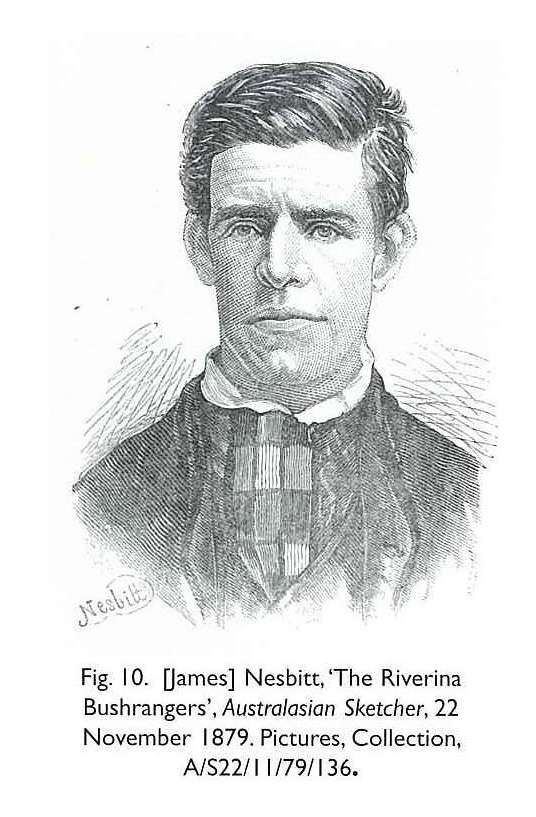 Fig. 10. Portrait of [James] Nesbitt, ‘The Riverina Bushrangers’, Australasian Sketcher, 22 November 1879. Pictures, Collection, A/S22/11/79/136. [engraving]