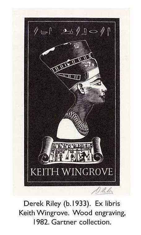 Derek Riley (b.1933). Ex libris Keith Wingrove. Wood engraving, 1982. Gartner collection. [book plate]