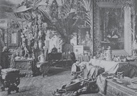 The opulent Melbourne studio of Carl Kahler. Tipped-in photograph in An artist’s sanctuary: catalogue raisonne of the contents of Herr Kahler’s studio . . . to be sold by auction by Messrs. Gemmell, Tuckett, and Co. . . . on Thursday, 20th February, 1890, Melbourne: McCarron, Bird & Co., 1890. Rare Books Collection. [photograph]