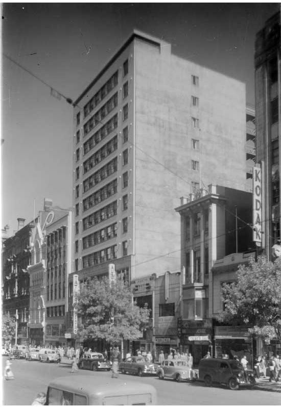 The Hotel Australia, Collins Street, Melbourne, c. mid-fifties. Rose Stereograph Co. postcard. Pictures Collection, H32492/2532. [Photograph]