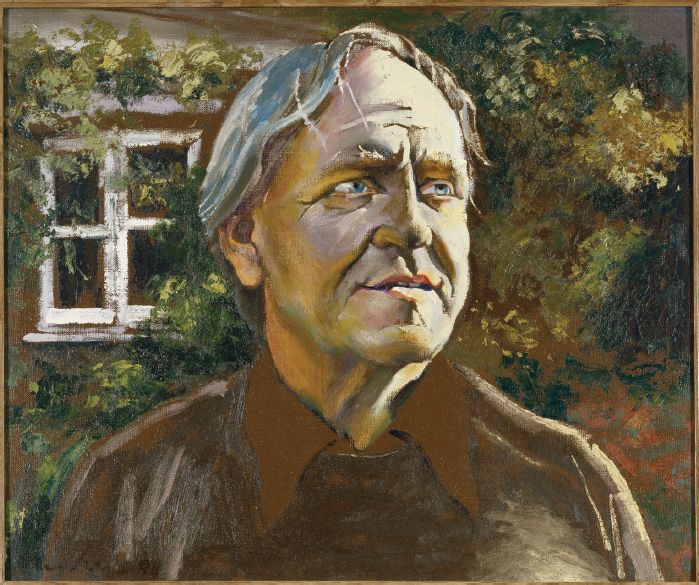 Portrait of Barrett Reid by Albert Tucker, 1984. Oil on composition board. Pictures Collection, H98.207/1. © Barbara Tucker. [Oil painting]